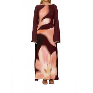 NEW THE WOLF GANG leona maxi dress in cocoa flower